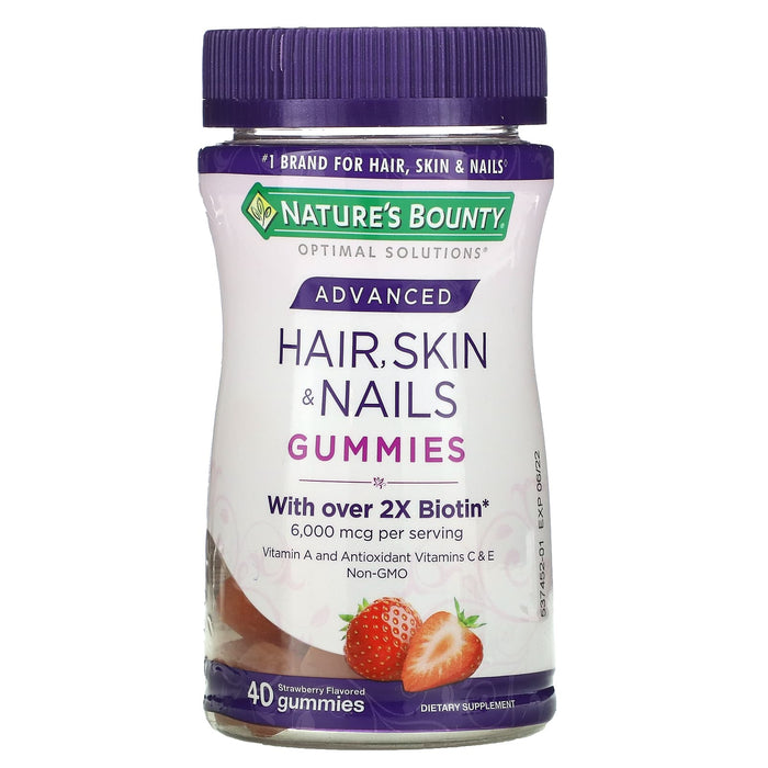 Nature's Bounty, Advanced Hair, Skin, & Nails Gummies, Strawberry, 80 Gummies