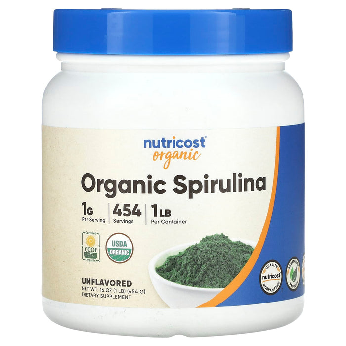 Nutricost, Organic Spirulina, Unflavored, 16 oz (454 g)