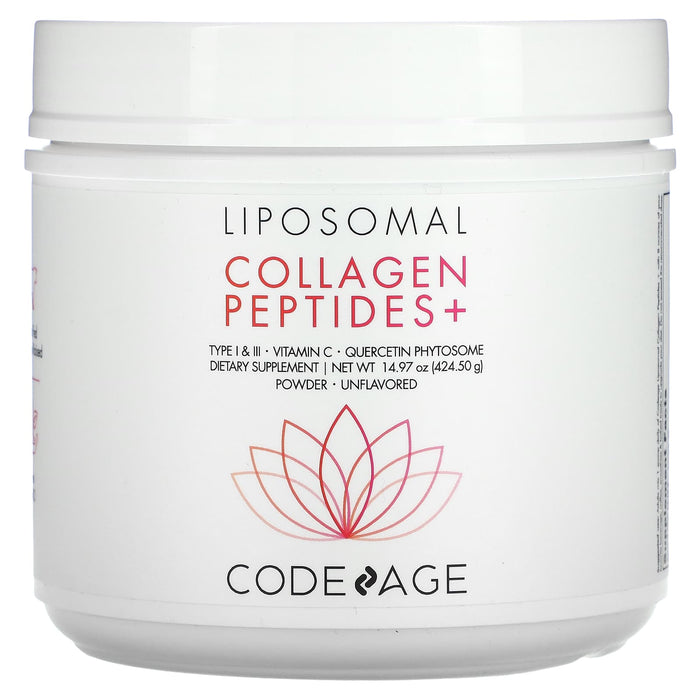 Codeage, Liposomal Powder, Collagen Peptides+, Unflavored, 14.97 oz (424.50 g)