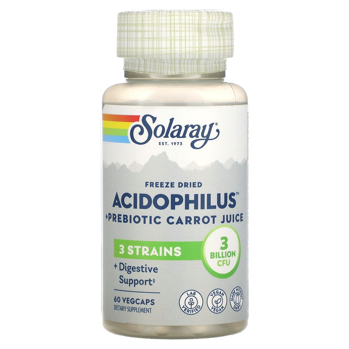 Solaray, Freeze Dried Acidophilus + Prebiotic Carrot Juice, 3 Billion CFU, 60 VegCaps