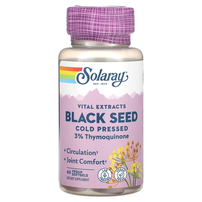 Solaray, Vital Extracts, Black Seed, Cold Pressed, 60 Vegan Softgels