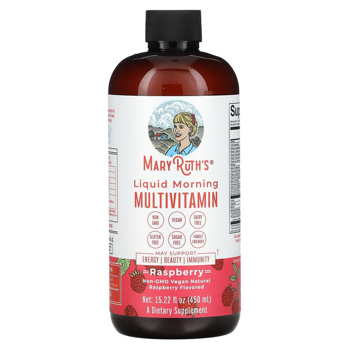 MaryRuth Organics, Liquid Morning Multivitamin, Raspberry, 15.22 fl oz (450 ml)