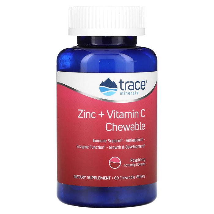 Trace Minerals ®, Zinc + Vitamin C Chewable, Raspberry, 60 Chewable Wafers
