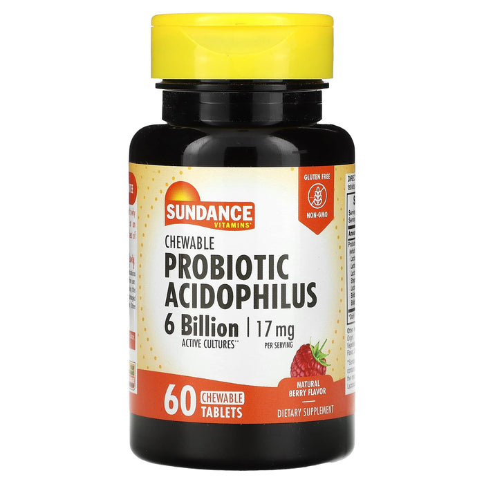 Sundance Vitamins, Chewable Probiotic Acidophilus, Natural Berry, 8.5 mg, 60 Chewable Tablets