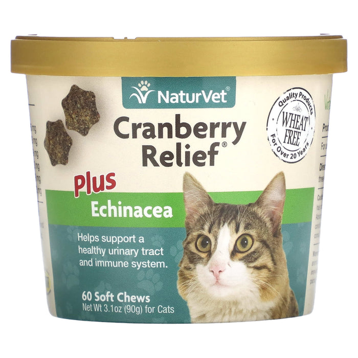NaturVet, Cranberry Relief Plus Echinacea, For Cats, 60 Soft Chews 3.1 oz (90 g)