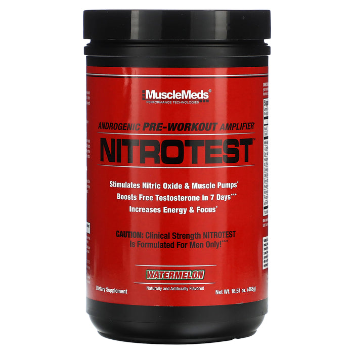 MuscleMeds, Nitrotest, Androgenic Pre-Workout Amplifier, Blue Raspberry, 16.72 oz (474 g)