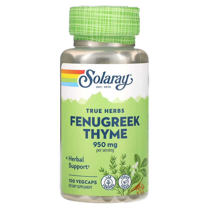 Solaray, True Herbs, Fenugreek Thyme, 950 mg, 100 VegCaps