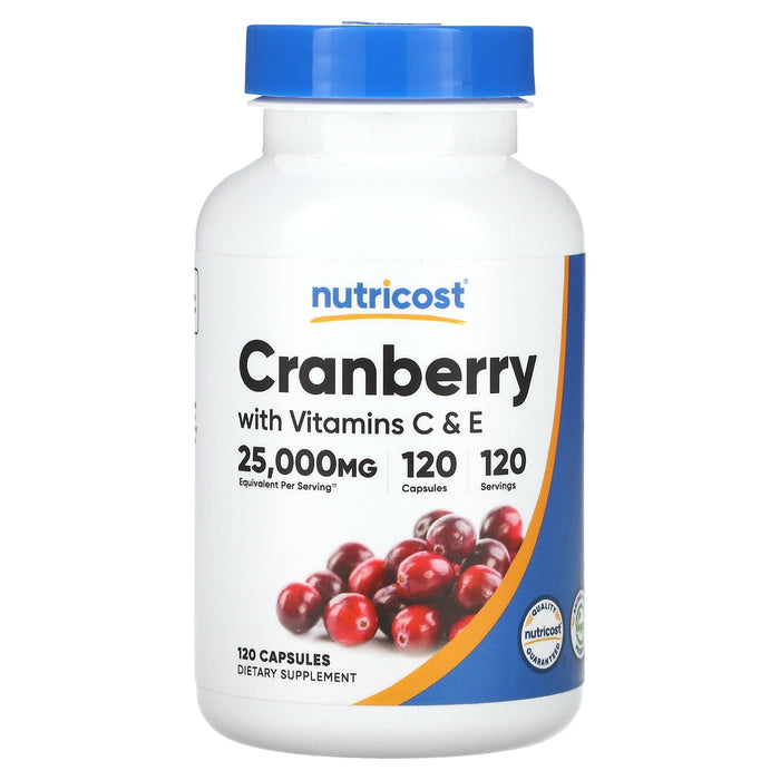 Nutricost, Cranberry With Vitamins C & E, 120 Capsules