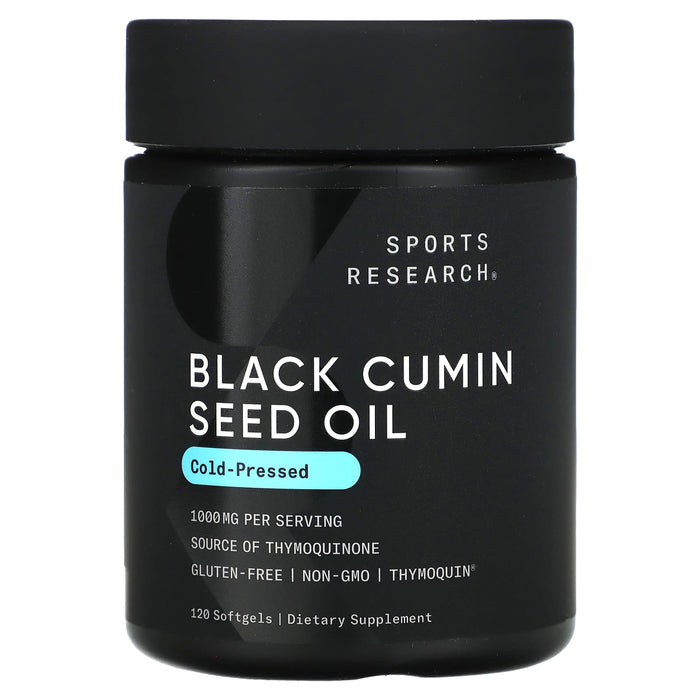 Sports Research, Black Cumin Seed Oil, Cold- Pressed, 1,000 mg, 120 Softgels (500 mg per Softgel)
