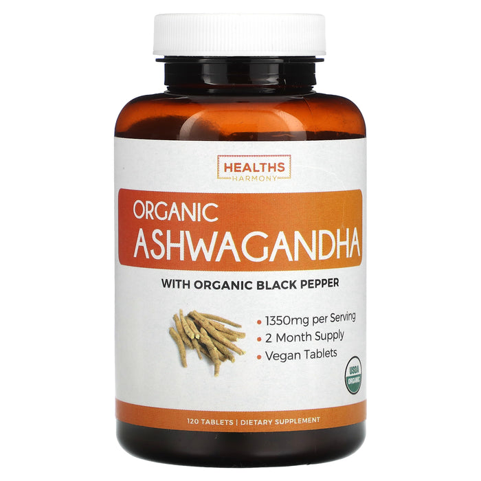 Healths Harmony, Organic Ashwagandha, 675 mg, 120 Tablets