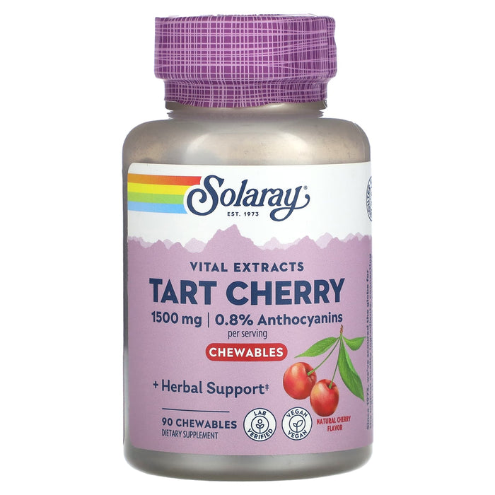 Solaray, Vital Extracts Tart Cherry, Natural Cherry, 500 mg, 90 Chewables