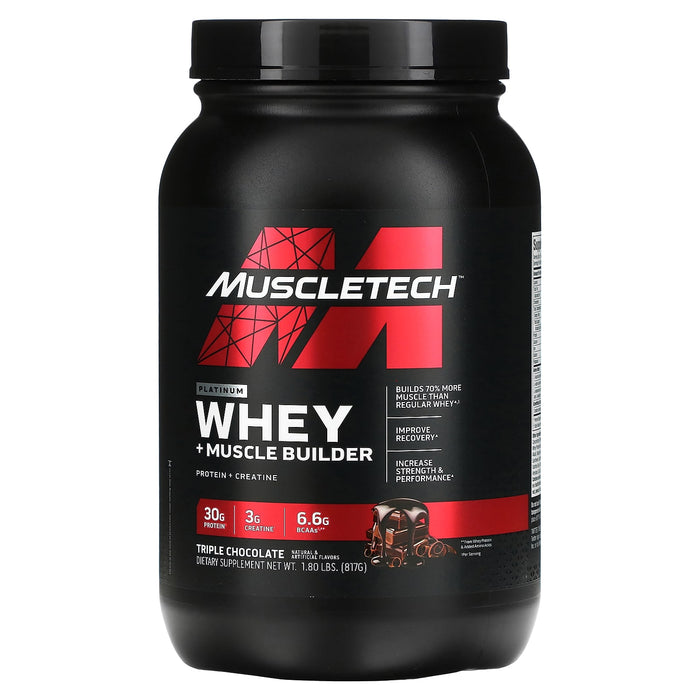 MuscleTech, Platinum Whey + Muscle Builder, Triple Chocolate, 1.8 lbs (817 g)
