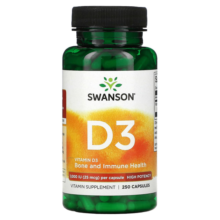 Swanson, Vitamin D3, 1,000 IU, 250 Capsules