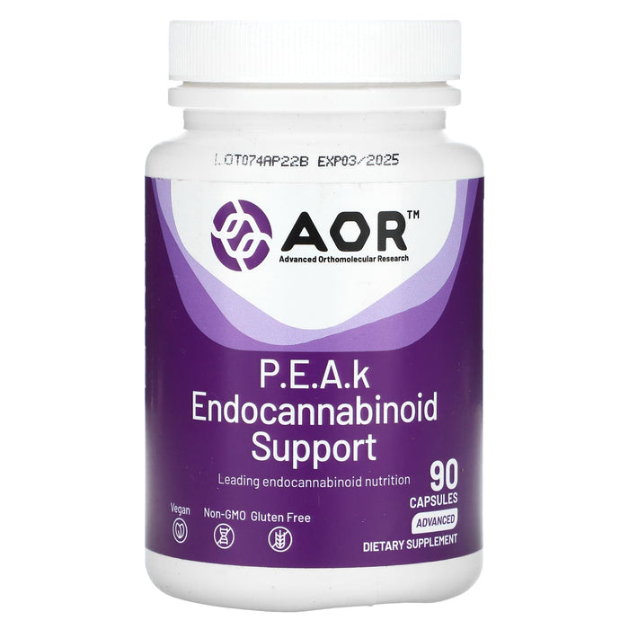 Advanced Orthomolecular Research AOR, P.E.A.k Endocannabinoid Support, Advanced, 90 Capsules