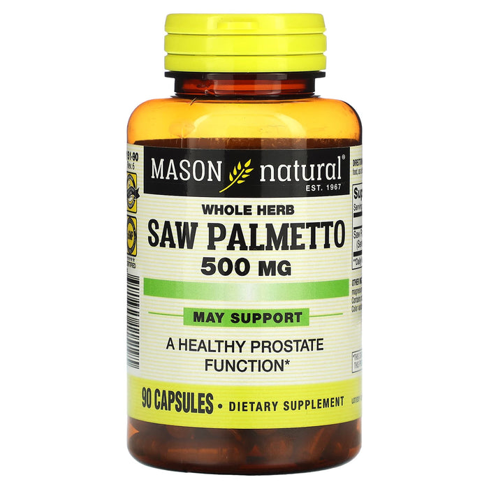 Mason Natural, Whole Herb Saw Palmetto, 500 mg, 90 Capsules