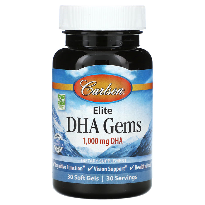 Carlson, Elite DHA Gems, 1,000 mg, 30 Soft Gels