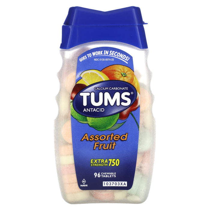 Tums, Antacid, Extra Strength, Assorted Fruit, 96 Chewable Tablets