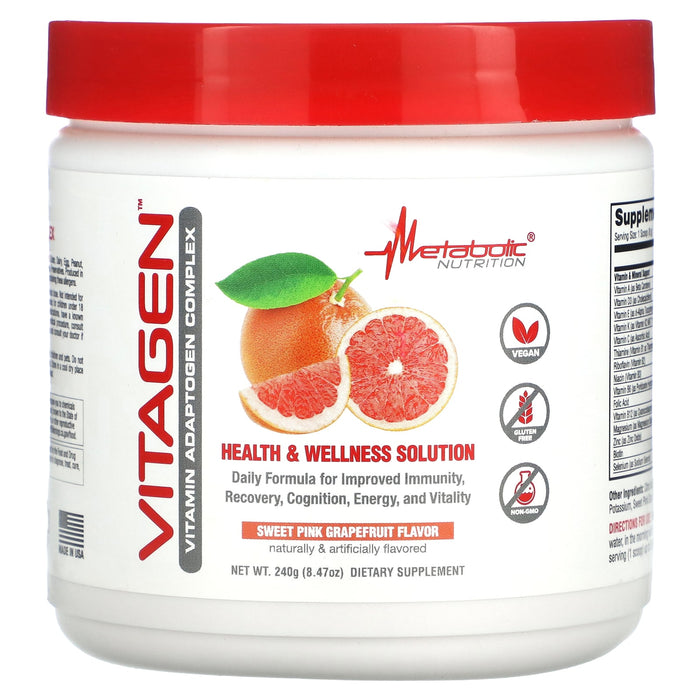 Metabolic Nutrition, VitaGen, Vitamin Adaptogen Complex, Sweet Pink Grapefruit, 8.47 oz (240 g)