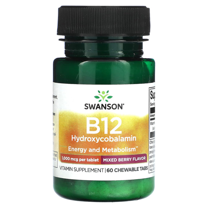 Swanson, B12 Hydroxycobalamin, Mixed Berry, 1,000 mcg, 60 Chewable Tabs