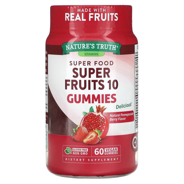 Nature's Truth, Super Fruits 10 Gummies, Natural Pomegranate Berry, 60 Vegan Gummies