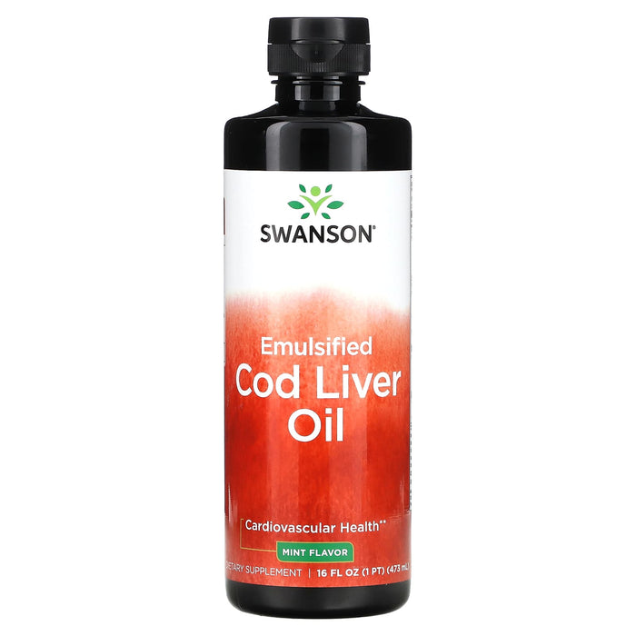 Swanson, Emulsified Cod Liver Oil, Mint, 16 fl oz (473 ml)