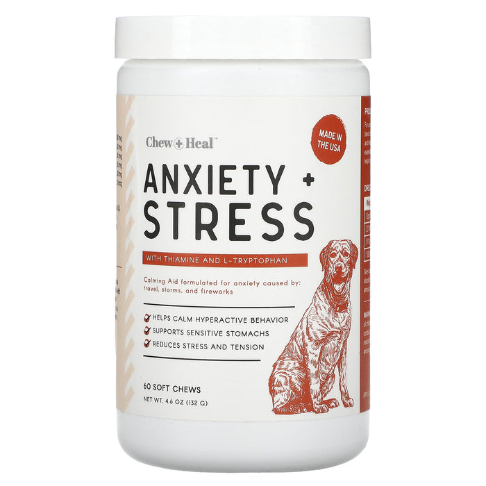 Chew + Heal, Anxiety + Stress, For Dogs, 60 Soft Chews, 4.6 oz (132 g)