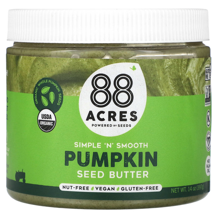 88 Acres, Simple 'N' Smooth, Pumpkin Seed Butter, 14 oz (397 g)