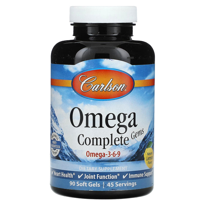 Carlson, Omega Complete Gems, Omega-3-6-9, Natural Lemon, 180 Soft Gels