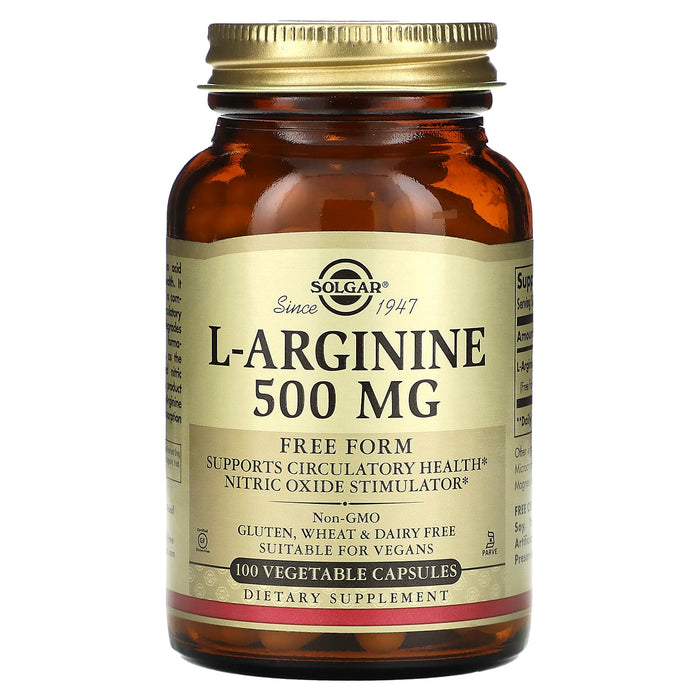 Solgar, L-Arginine, 500 mg, 100 Vegetable Capsules