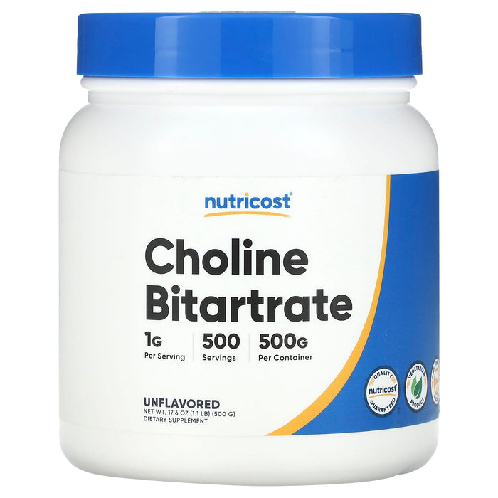 Nutricost, Choline Bitartrate, Unflavored, 1.1 lb (500 g)