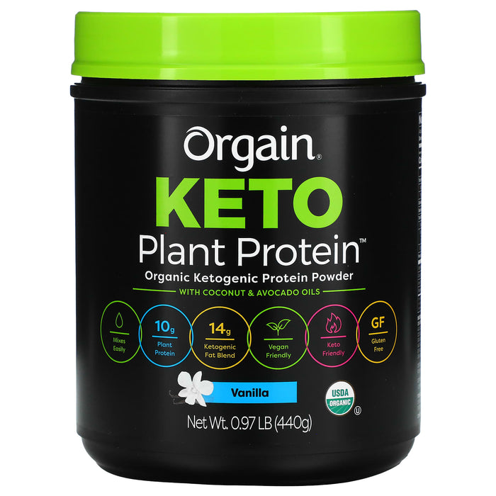 Orgain, Keto, Organic Plant Protein Powder, Chocolate, 0.97 lb (440 g)