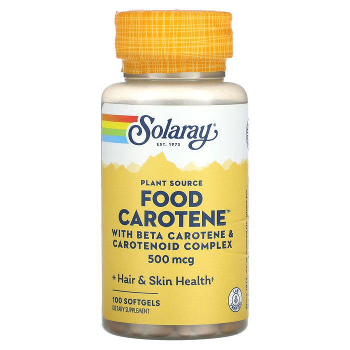 Solaray, Plant Source, Food Carotene with Beta Carotene & Carotenoid Complex, 500 mcg, 100 Softgels