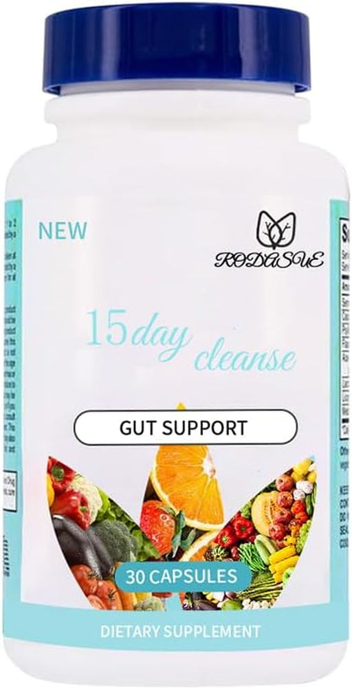 15 Day Gut Cleanse Gut and Colon Support 15 Day Cleanse，Advanced Gut Cleanse Detox with Senna, Cascara Sagrada and Psyllium Husk Non-Gmo Made in USA 30 Capsules… (1)… (1 Pack)