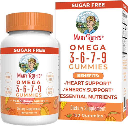 Vegan Omega 3 6 7 9 Gummies by Maryruth'S | up to 4 Month Supply | Omega 3 Supplement with Flaxseed Oil | Omega 3 Gummies | No Fish Taste | Non-Gmo | 120 Count