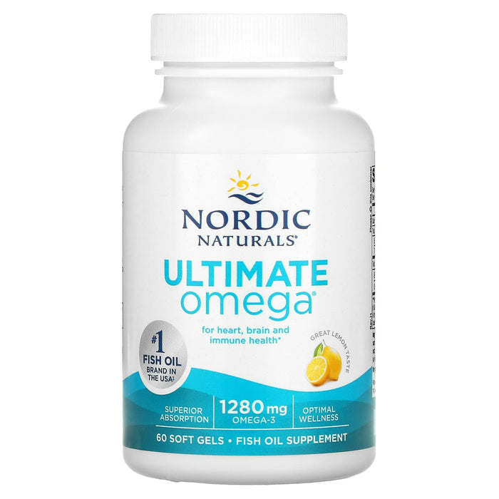 Nordic Naturals, Ultimate Omega, Lemon, 640 mg, 60 Soft Gels
