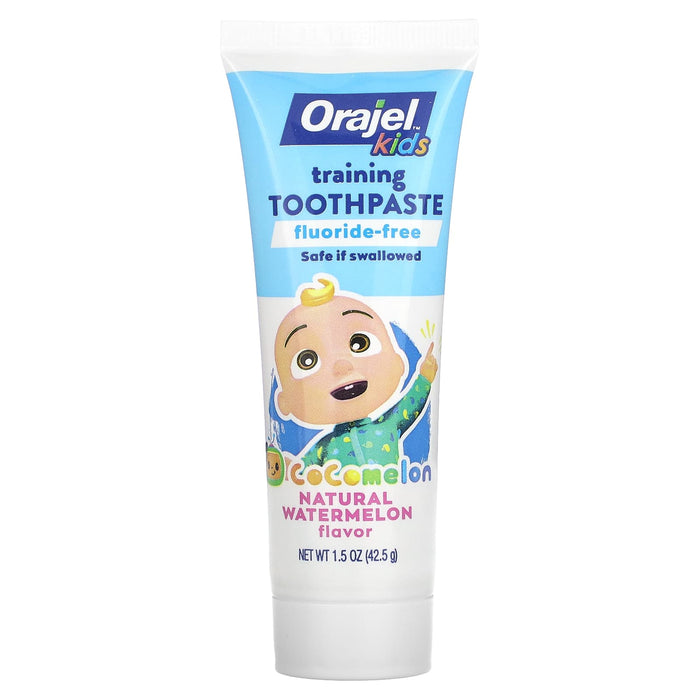 Orajel, Cocomelon Fluoride-Free Training Toothpaste, 0-3 Years, Natural Watermelon, 1.5 oz (42.5 g)