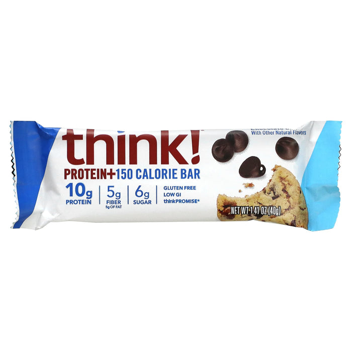Think !, Protein+ 150 Calorie Bars, Chocolate Chip, 5 Bars, 1.41 oz (40 g) Each