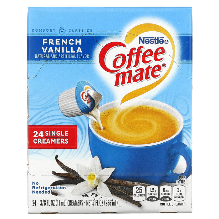 Coffee Mate, Liquid Coffee Creamer, French Vanilla, 24 Single Creamers, 3/8 fl oz (11 ml)