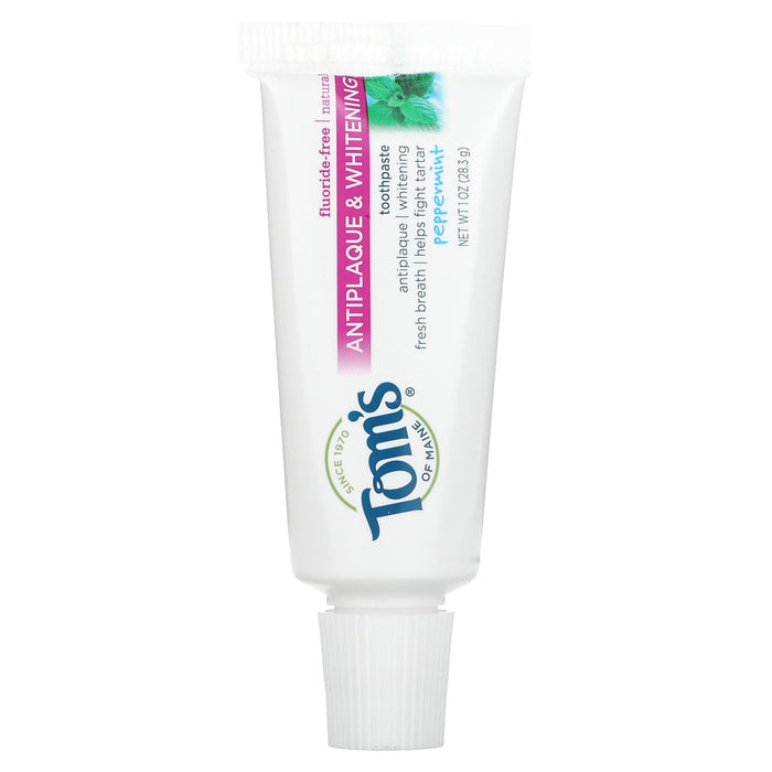 Tom's of Maine, Natural Antiplaque & Whitening Toothpaste, Fluoride-Free, Spearmint, 5.5 oz (155.9 g)