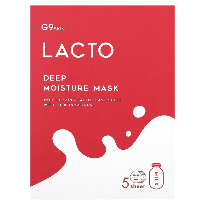 G9skin, Lacto, Deep Moisture Beauty Mask, Milk, 5 Sheets, 0.74 fl oz (22 ml) Each