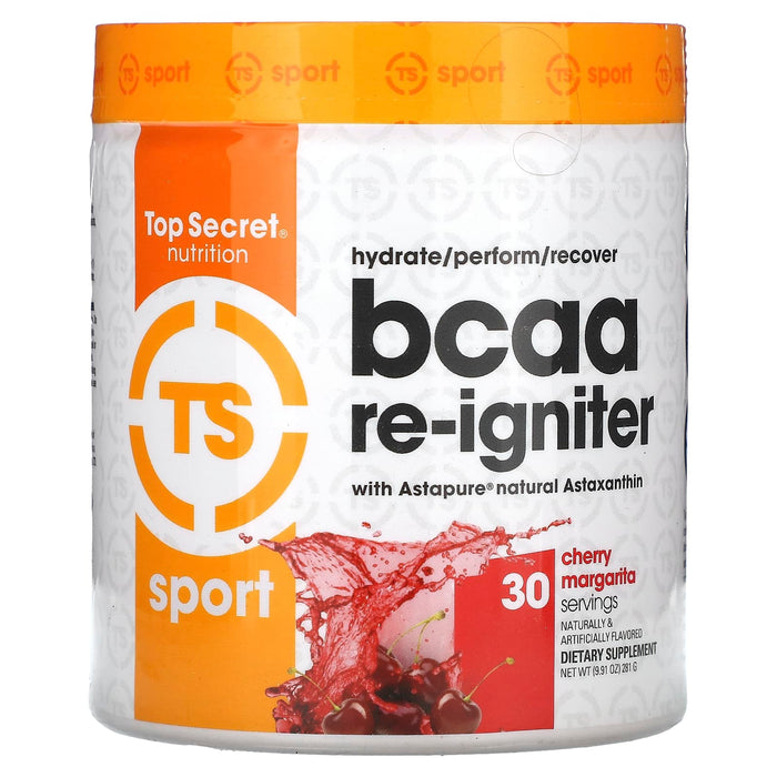 Top Secret Nutrition, Sport, BCAA Re-Igniter with Astapure Nautral Astaxanthin, Cherry Margarita, 9.91 oz (281 g)