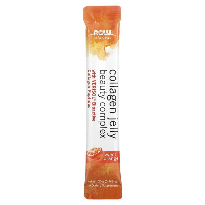 NOW Foods, Solutions, Collagen Jelly Beauty Complex, Sweet Orange, 10 Jelly Sticks, 0.705 oz (20 g) Each