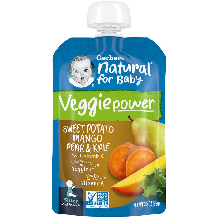 Gerber, Natural for Baby, Veggie Power, 2nd Foods, Sweet Potato, Mango, Pear & Kale, 3.5 oz (99 g)