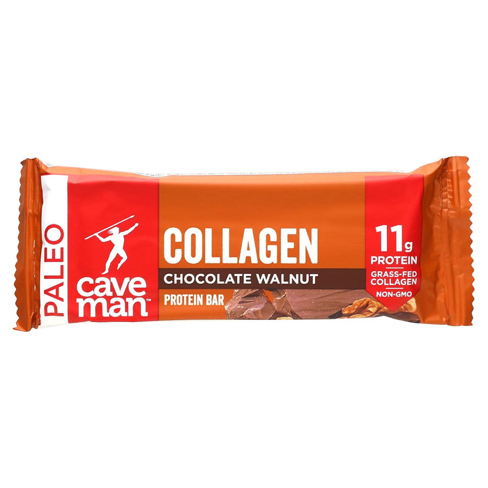 Caveman Foods, Collagen Protein Bar, Chocolate Walnut, 12 Bars, 1.66 oz (47 g) Each