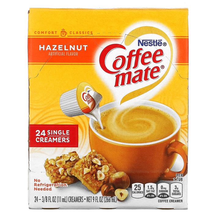 Coffee Mate, Liquid Coffee Creamer, Hazelnut, 24 Single Creamers, 3/8 fl oz (11 ml)
