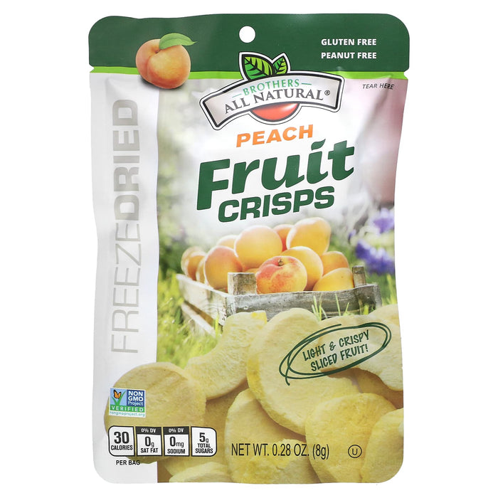 Brothers-All-Natural, Fruit Crisps, Peach, 12 Single Serve Bags, 0.28 oz (8 g) Each