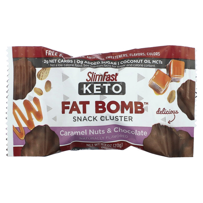 SlimFast, Keto Fat Bomb Snack Cluster, Caramel Nuts & Chocolate, 14 Clusters, 0.7 oz (20 g) Each