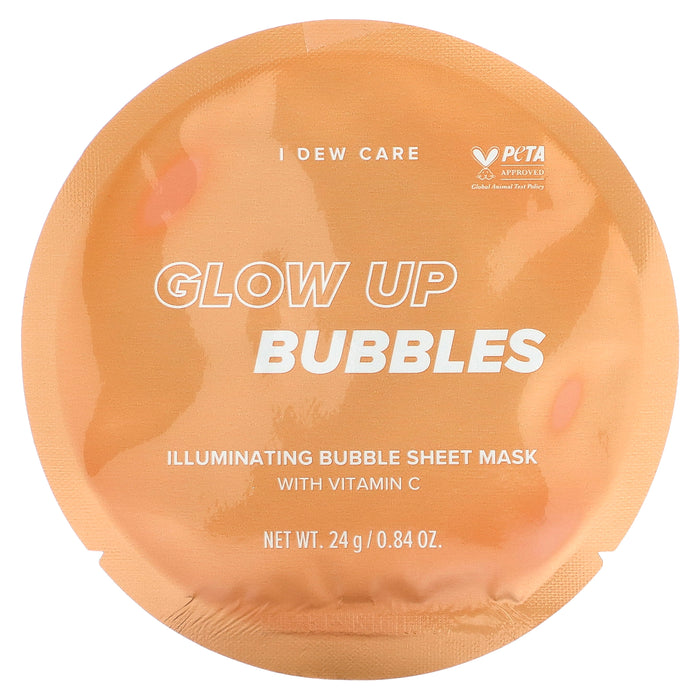 I Dew Care, Glow Up Bubbles, Illuminating Bubble Beauty Sheet Mask, 5 Sheet Masks, 0.84 oz (24 g) Each