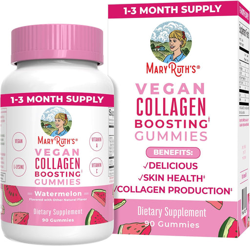 Maryruth Organics Vegan Collagen for Women & Men, Collagen Boosting Gummies, Skin Care, Lysine, Vitamin C, Vitamin A, Amla, Supplement for Hair Skin & Nails, Vegan, Non-Gmo, Gluten Free, 90 Servings