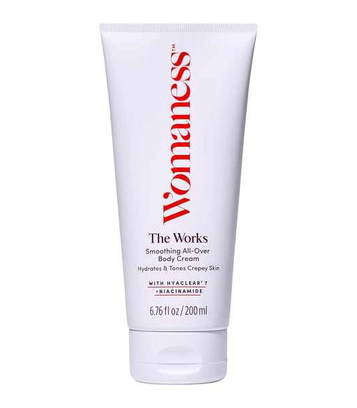 Womaness the Works All-Over Toning Body Cream - Hydrating & Smoothing anti Aging Body Lotion - Niacinamide and Hyaluronic Acid Firming Lotion for Menopause Body Care & Skin Repair (200Ml)